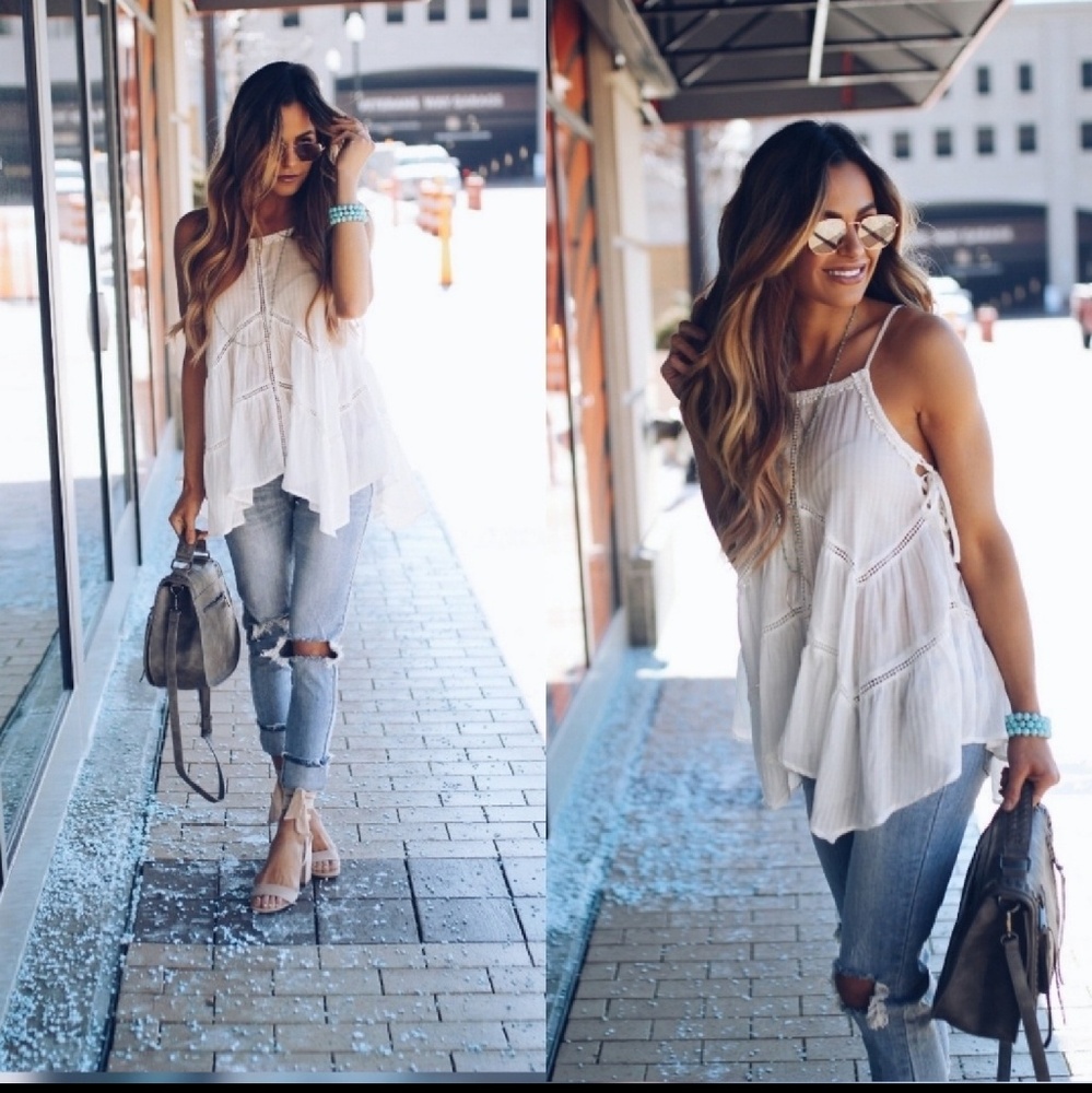 🚫RESERVED🚫Doe & Rae Boho Lace Up Swing Tank NWT - Picture 3 of 3